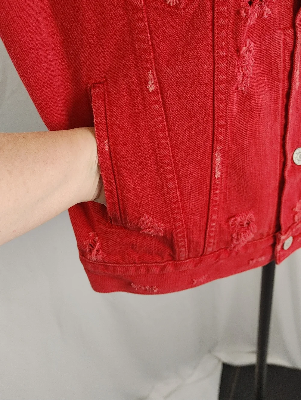 Denim & Supply Ralph Lauren Red Distressed Denim Vest Sleeveless Medium M - Picture 13 of 15